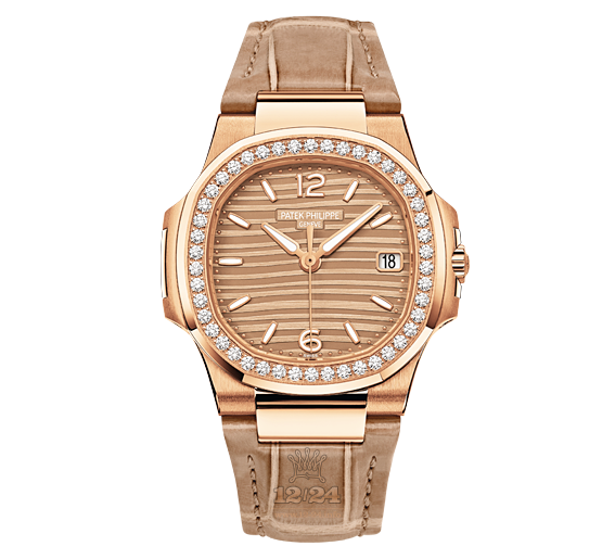 Patek Philippe Nautilus Watch 7010R-012 32 mm Pink gold Case Golden Dial