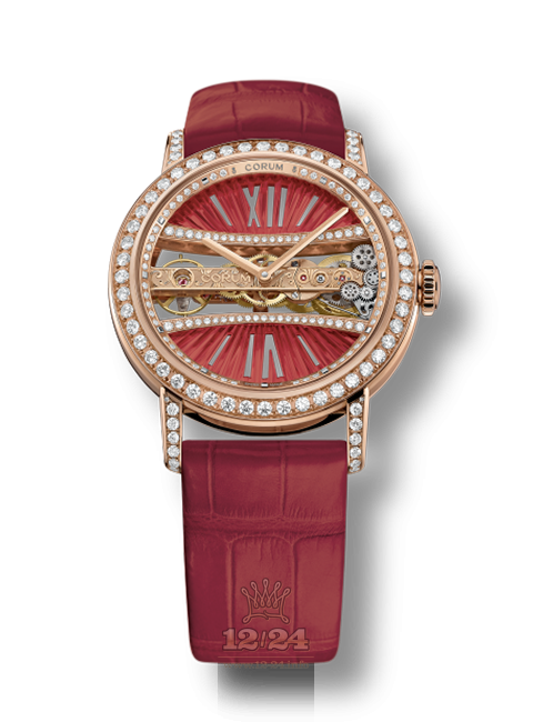 Corum Golden Bridge Watch B113/03277 39 mm Pink gold Case Golden Red Dial