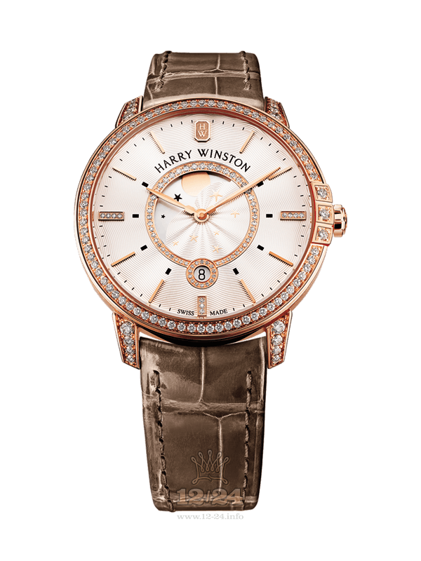 Harry Winston Midnight Collection Watch MIDQMP39RR002 39 mm Pink gold Case Golden Dial