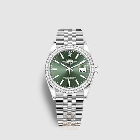 Rolex Datejust Watch 126284rbr-0043 36 mm Stainless steel White gold Case Green Dial