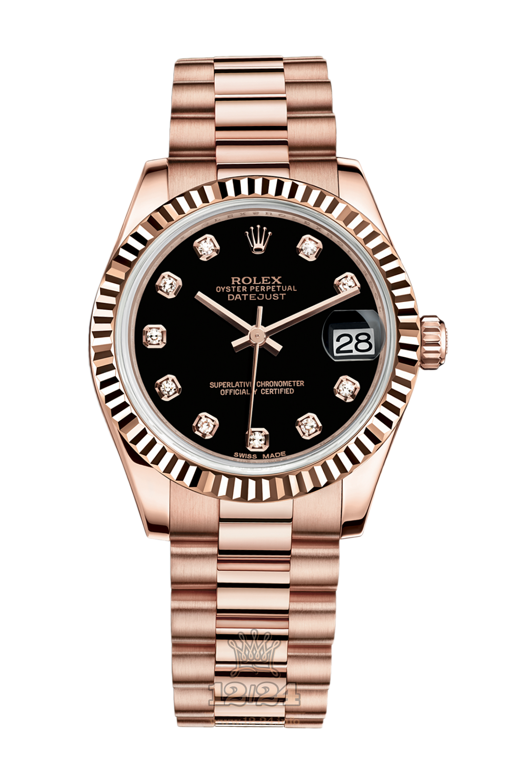 Rolex Lady-Datejust Watch 178275F-0020 31 mm Pink gold Case Black Dial