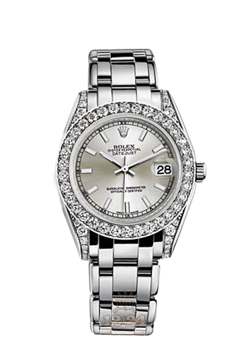 Rolex Pearlmaster Watch 81159-0051 34 mm White gold Case Silver Dial