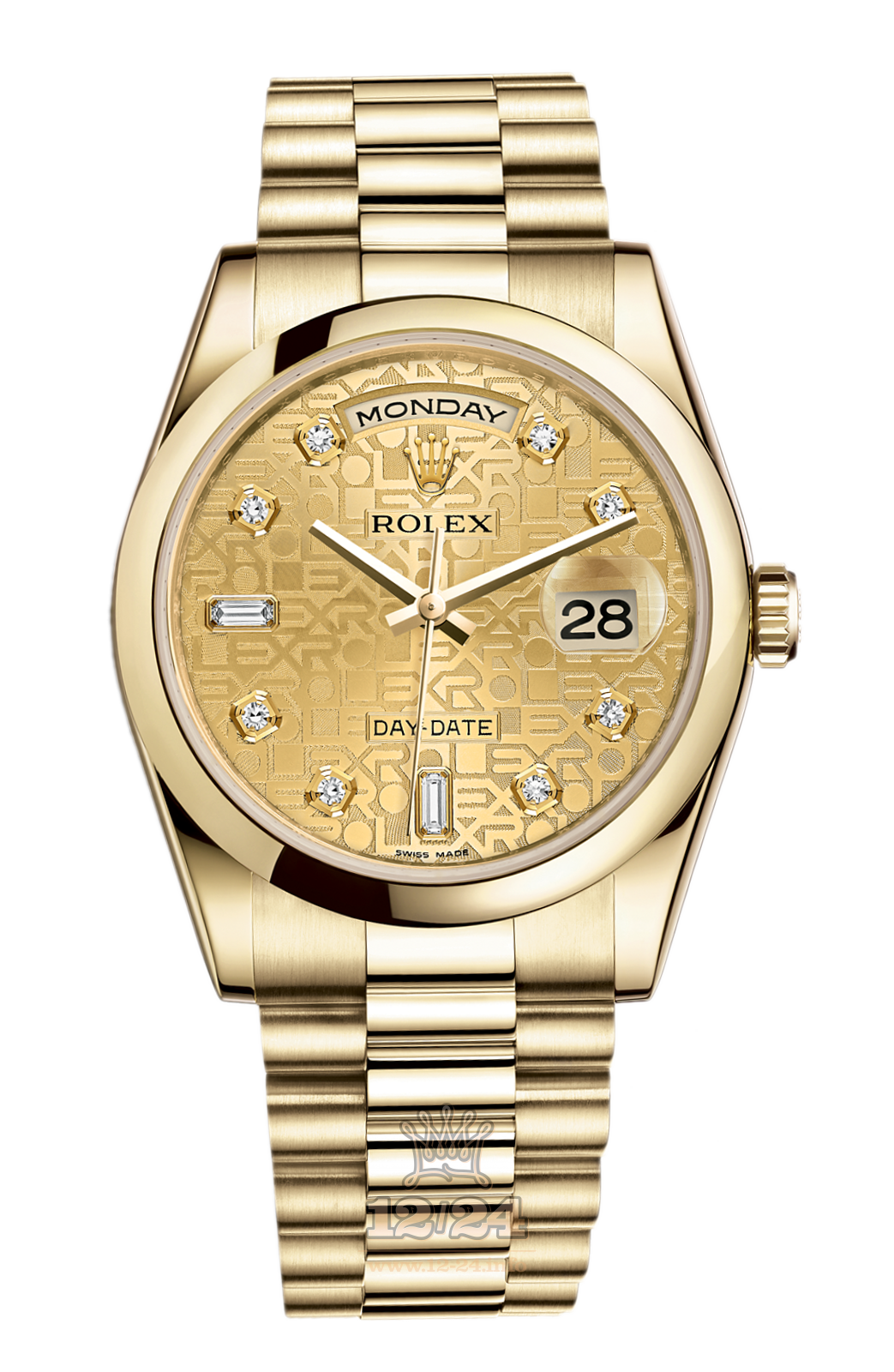 Rolex Day-Date Watch 118208-0117 36 mm Yellow gold Case Golden Dial