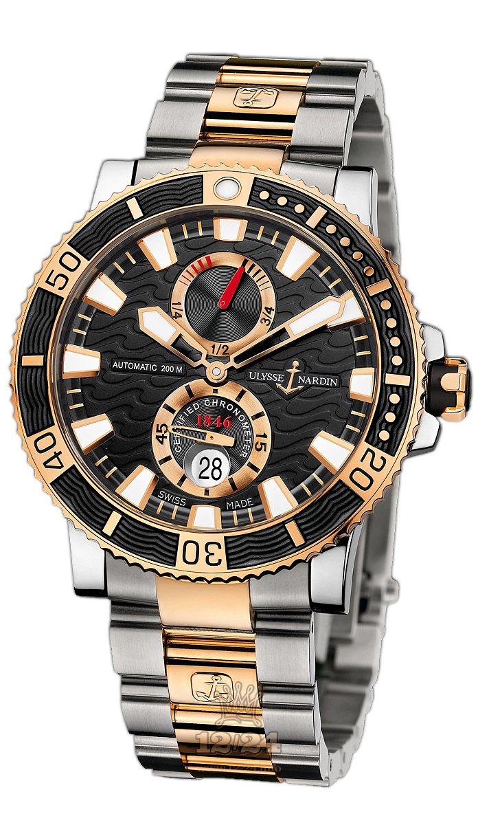 Ulysse Nardin Marine Watch 265-90-8M/92 45 mm Yellow gold Titanium Case Black Dial