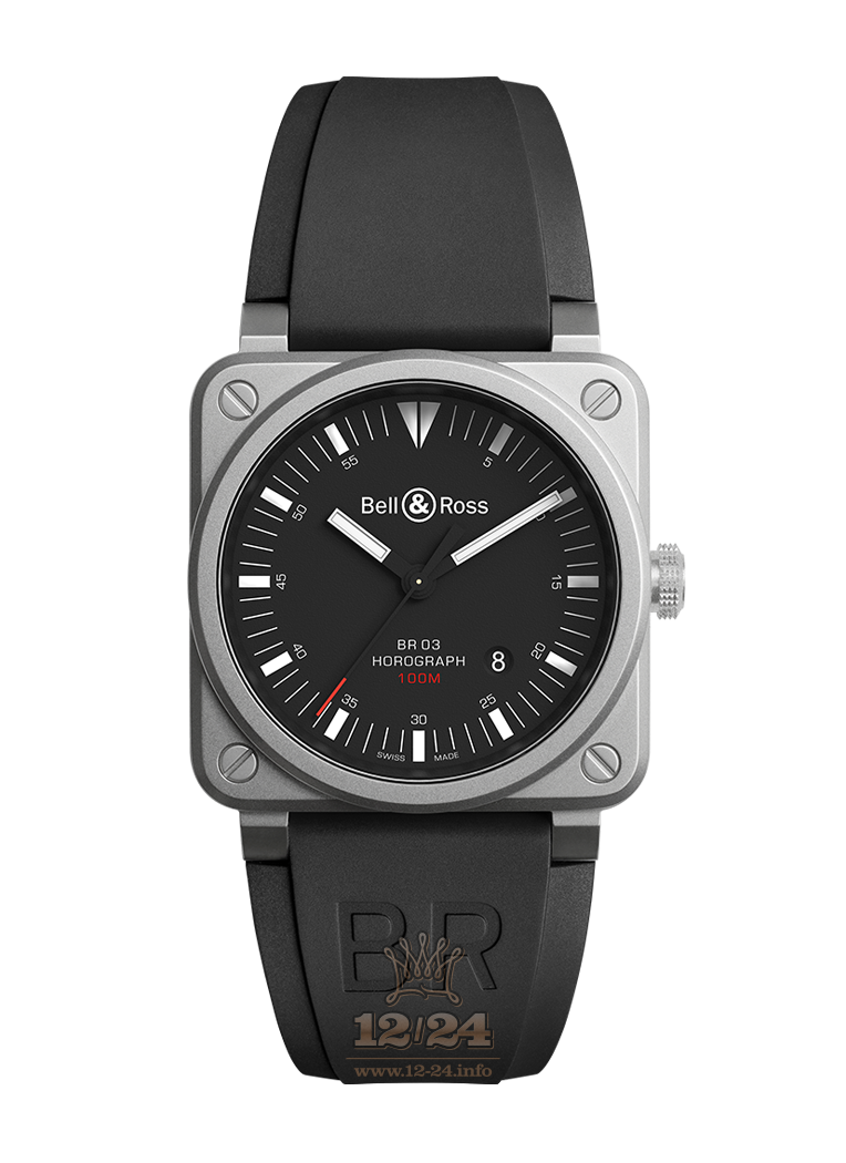 Bell & Ross Instruments Watch BR0392-HOR-BLC/SRB 42 mm Stainless steel Case Black Dial