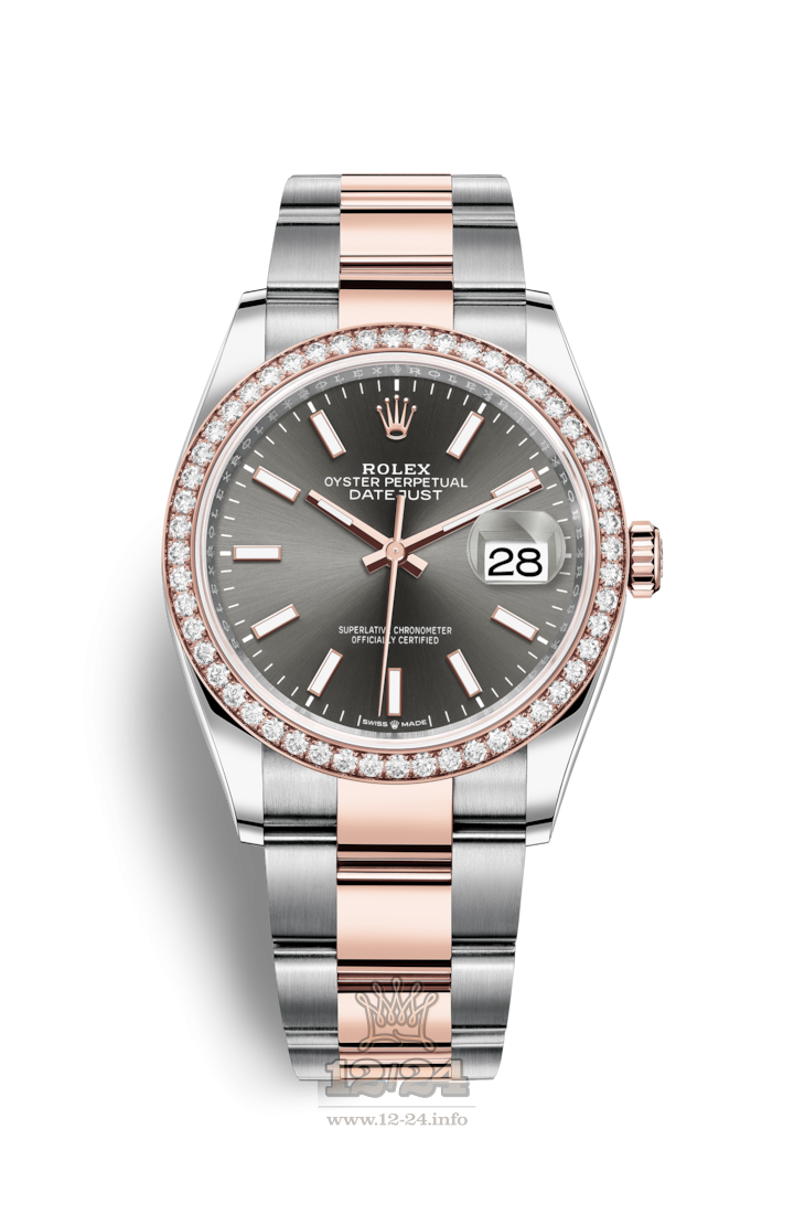 Rolex Datejust Watch 126281rbr-0002 36 mm Steel / Pink gold Case Gray Dial