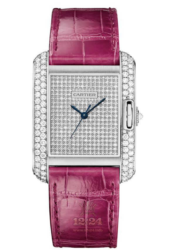 Cartier Tank Watch WT100020 39 mm White gold Case Silver Golden Dial