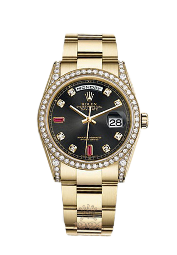 Rolex Day-Date Watch 118388-0136 36 mm Yellow gold Case Black Dial