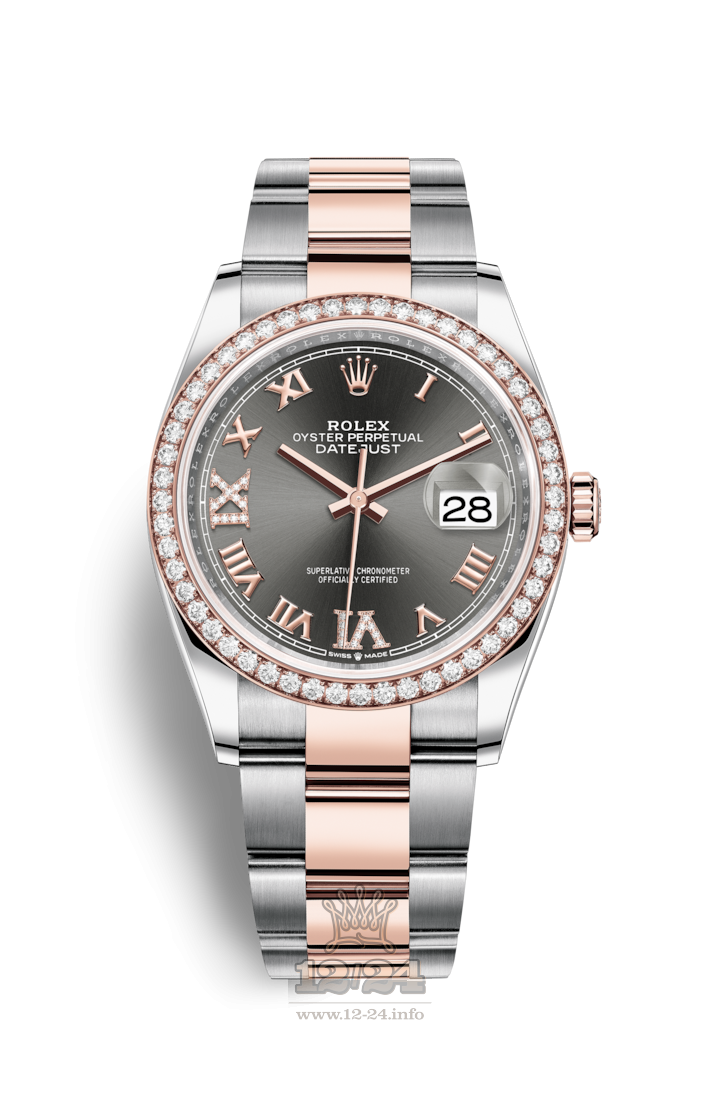 Rolex Datejust Watch 126281rbr-0012 36 mm Steel / Pink gold Case Gray Dial