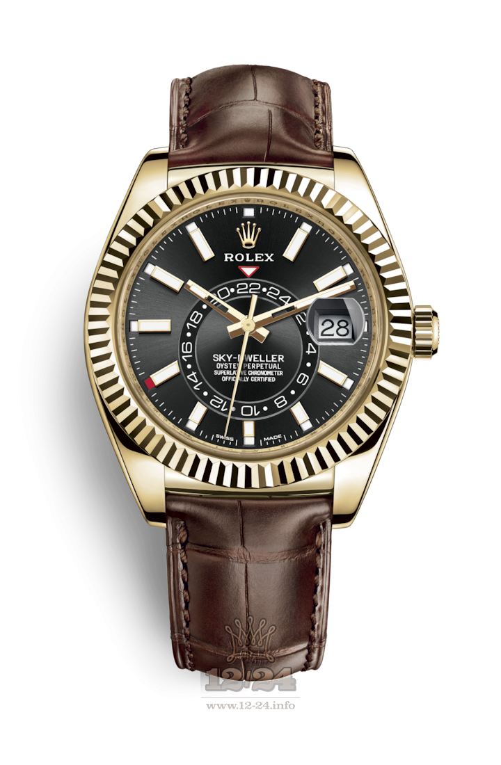 Rolex Sky-Dweller Watch 326138-0008 42 mm Yellow gold Case Black Dial