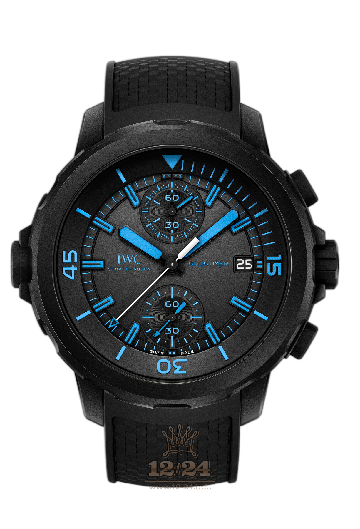 IWC Aquatimer Watch IW379504 44 mm Stainless steel Rubber Case Black Dark blue Dial