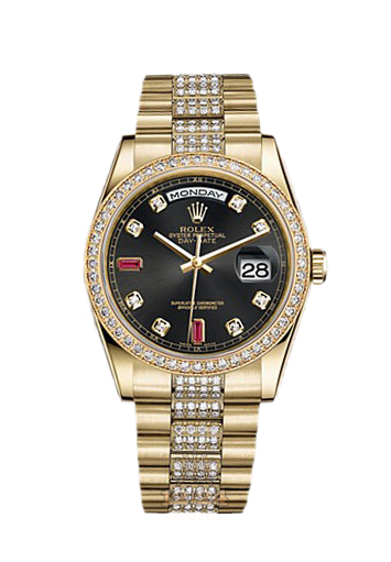 Rolex Day-Date Watch 118348-0149 36 mm Yellow gold Case Black Dial