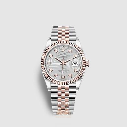 Rolex Datejust Watch 126231-0037 36 mm Stainless steel Pink gold Case Gray Silver Dial
