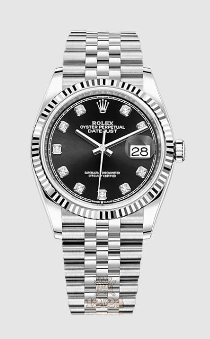 Rolex Datejust Watch 126234-0027 36 mm Stainless steel White gold Case Black Dial