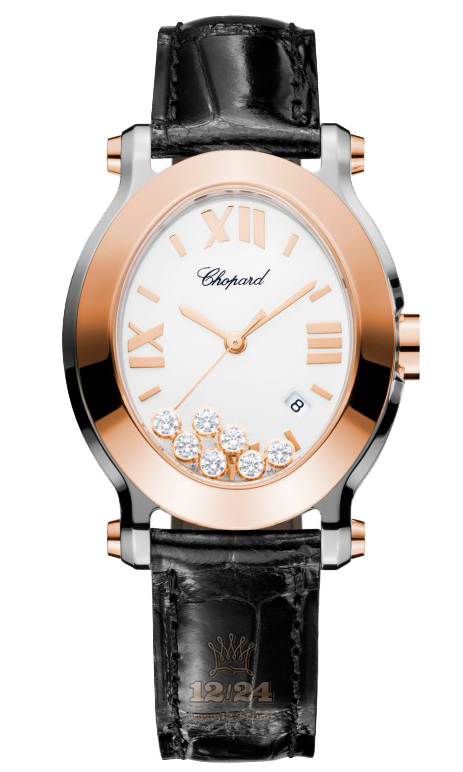 Chopard Happy Diamonds Watch 278546-6001 34 mm Steel / Pink gold Case White Dial