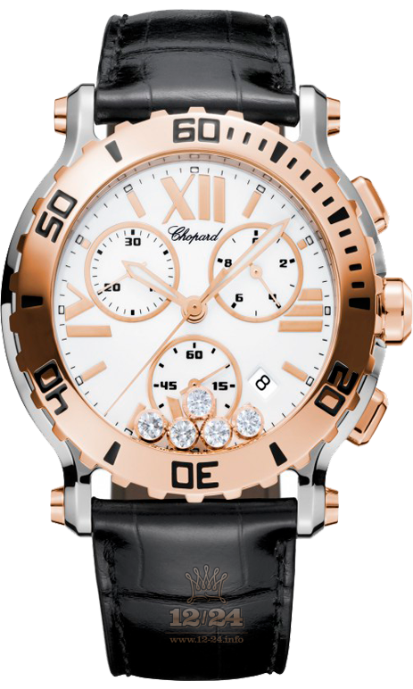 Chopard Happy Diamonds Watch 288499-6001 42 mm Steel / Pink gold Case White Dial