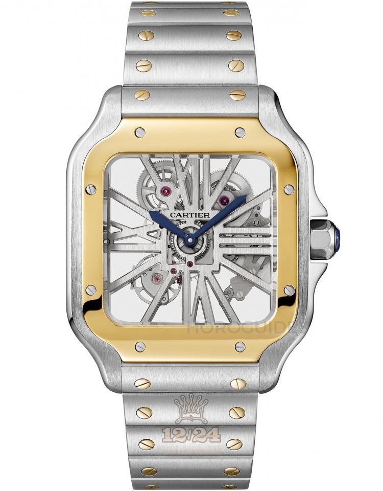 Cartier Santos de Cartier Watch WHSA0012 40 mm Stainless steel Yellow gold Case Silver Dial