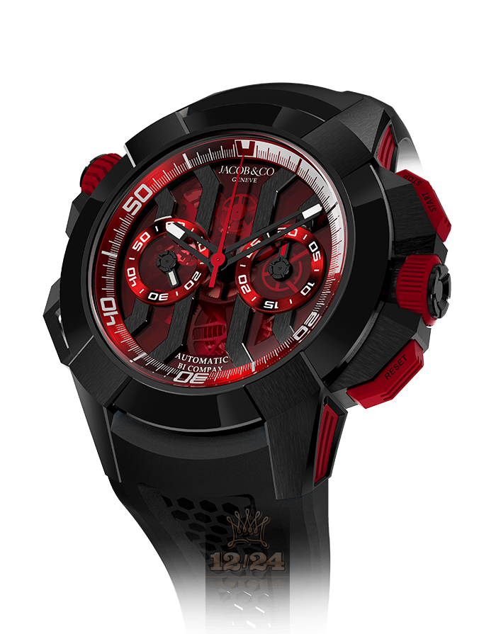 Jacob & Co Gents Collection Watch EX300.21.SR.RR.A 47 mm Titanium DLC coating Ceramics Case Red Dial