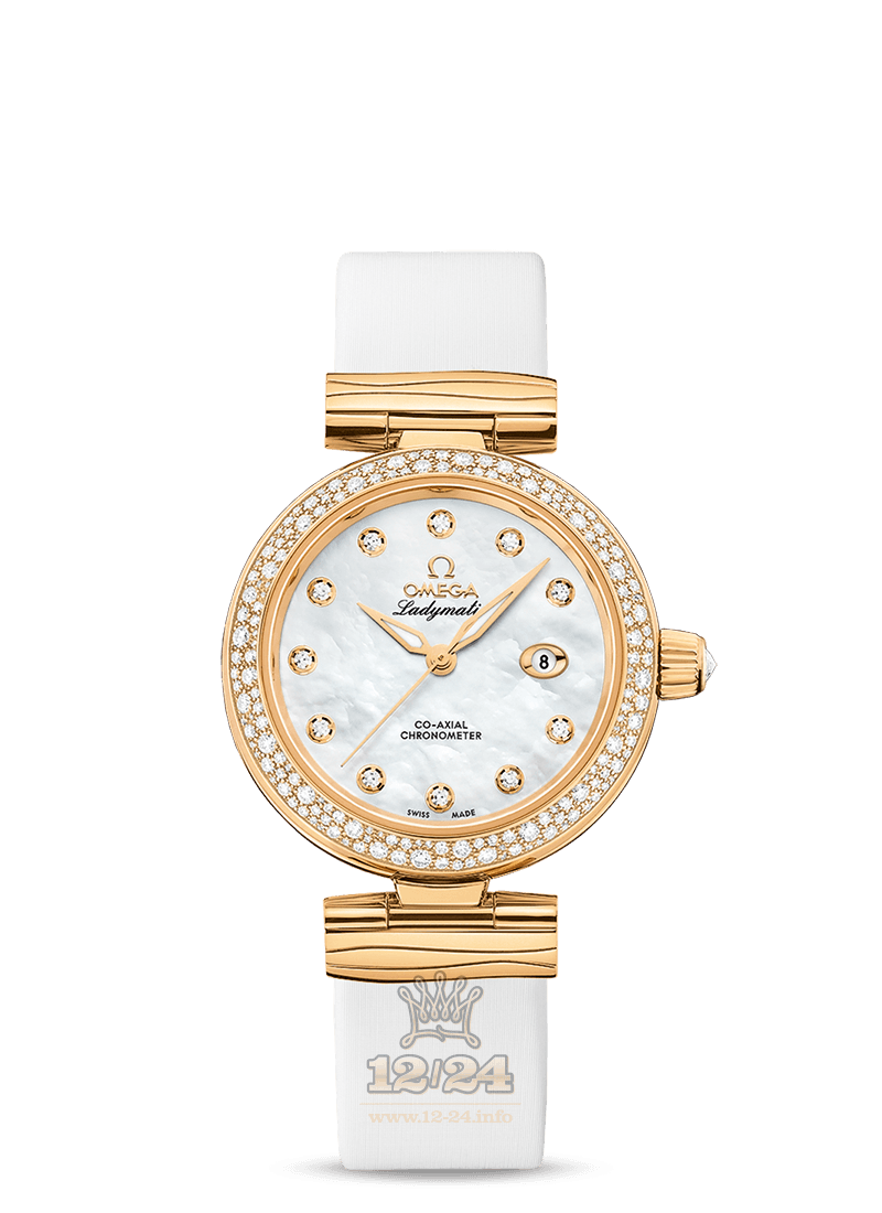 Omega Ladymatic Watch 425.67.34.20.55.007 34 mm Yellow gold Ceramics Case White Dial