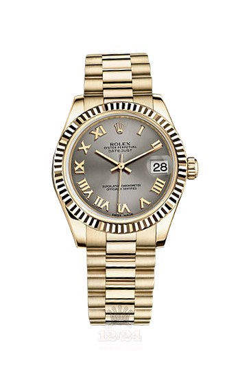 Rolex Datejust Watch 178278-0130 31 mm Yellow gold Case Silver Dial