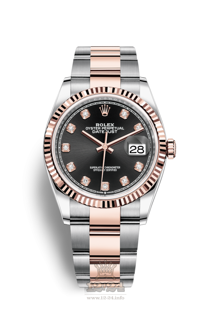 Rolex Datejust Watch 126231-0020 36 mm Steel / Pink gold Case Black Dial