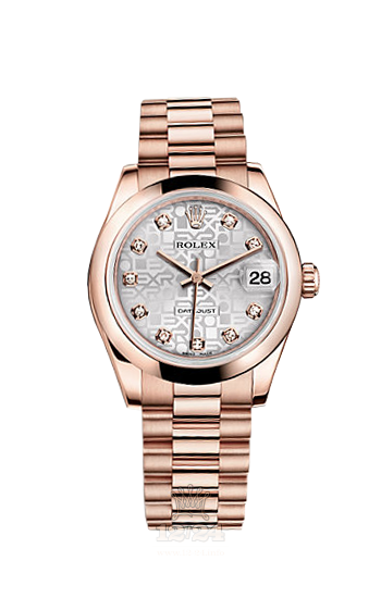 Rolex Datejust Watch 178245f-0006 31 mm Pink gold Case Silver Dial