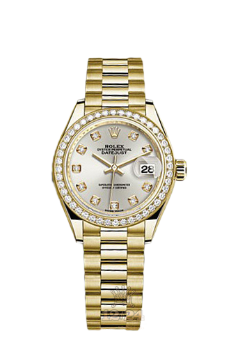 Rolex Datejust Watch 279138rbr-0019 28 mm Yellow gold Case Silver Dial
