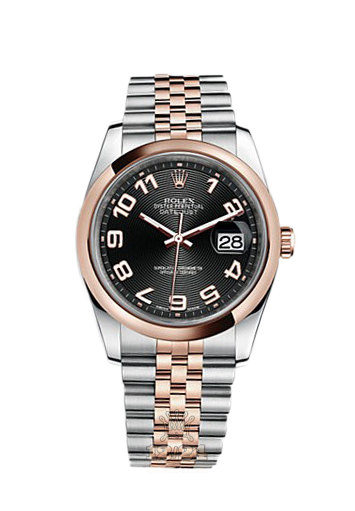 Rolex Datejust Watch 116201-0069 36 mm Steel / Pink gold Case Black Dial