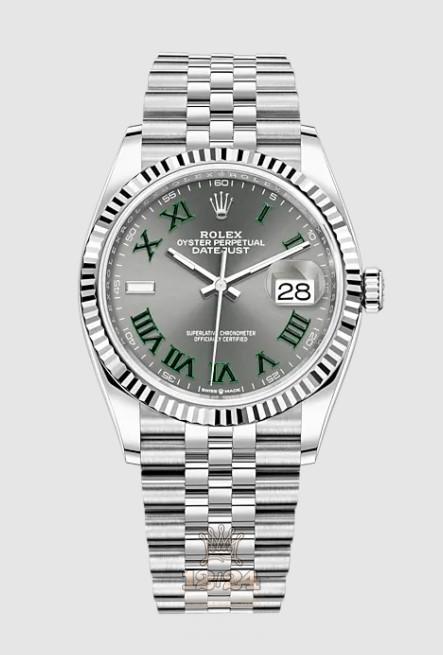 Rolex Datejust Watch 126234-0045 36 mm Stainless steel White gold Case Gray Dial