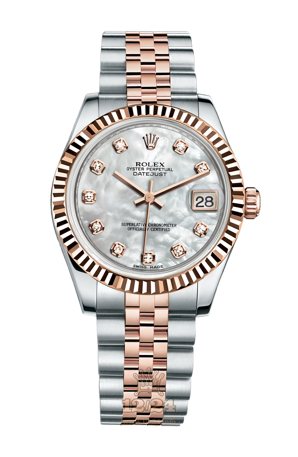 Rolex Lady-Datejust Watch 178271-0060 31 mm Steel / Pink gold Case White Dial