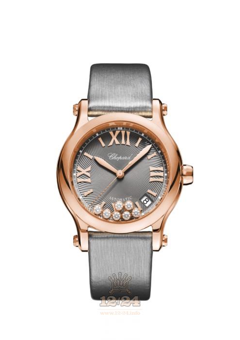 Chopard Happy Sport Watch 274808-5012 36 mm Pink gold Case Gray Dial