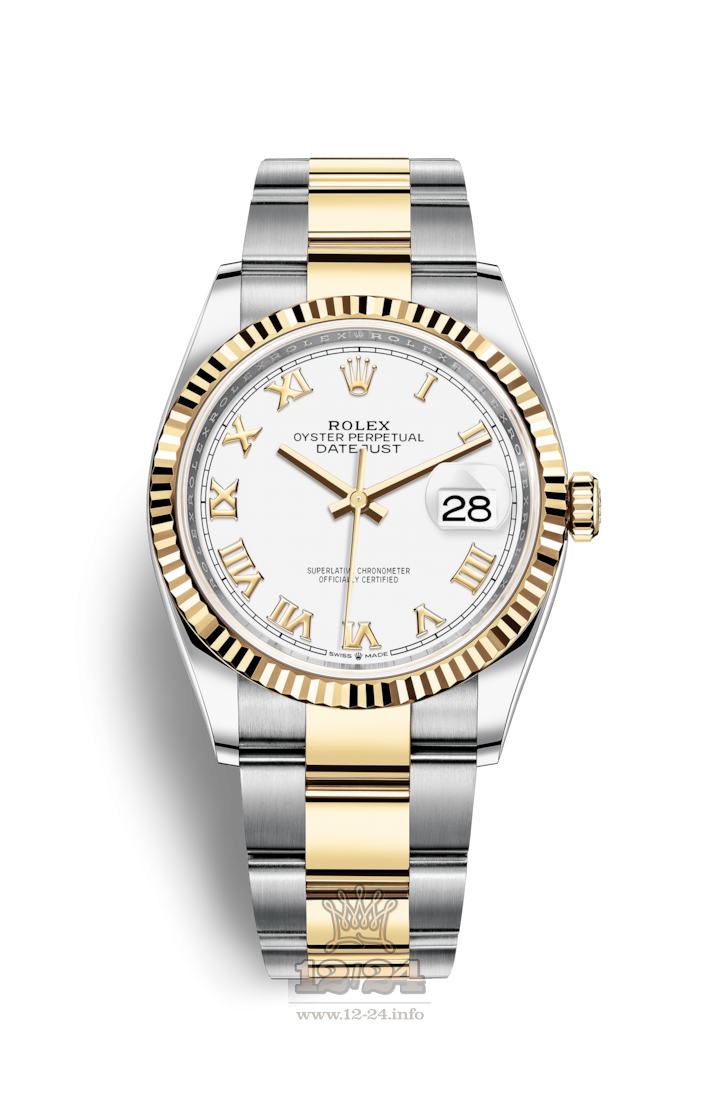 Rolex Datejust Watch 126233-0030 36 mm Steel / Yellow gold Case White Dial
