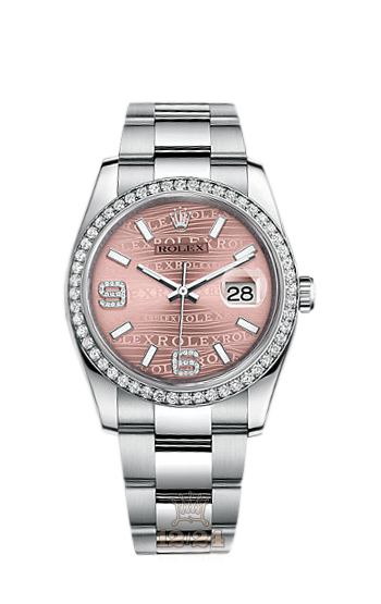 Rolex Datejust Watch 116244-0039 36 mm Steel / White gold Case Pink Dial