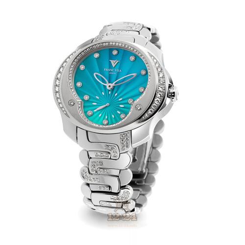 Franc Vila Tribute To Ladies Watch 80Q.SS.SPB.VER 41 mm Stainless steel Case Blue Dark blue Green Dial
