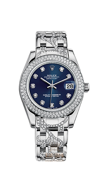 Rolex Pearlmaster Watch 81339-0047 34 mm White gold Case Dark blue Dial