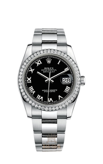 Rolex Datejust Watch 116244-0040 36 mm Steel / White gold Case Black Dial