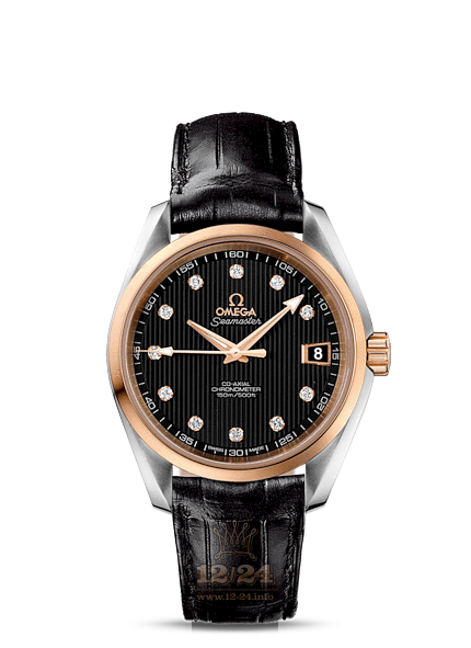 Omega Aqua Terra 150 M Watch 231.23.39.21.51.001 38 mm Steel / Pink gold Case Black Dial