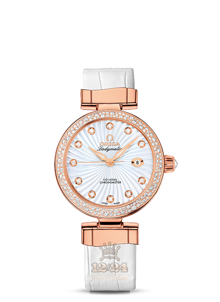Omega Ladymatic Watch 425.68.34.20.55.004 34 mm Pink gold Ceramics Case White Dial