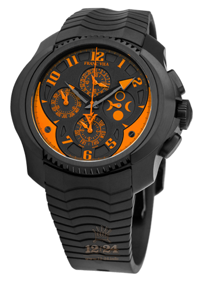 Franc Vila Cobra Watch 7I.QS-ORANGE.V02 Stainless steel DLC coating Case Black Orange Dial