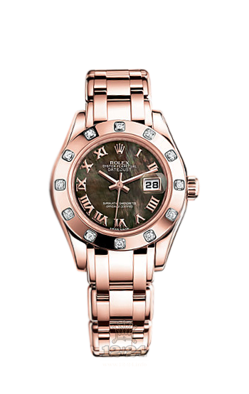 Rolex Pearlmaster Watch 80315-0023 29 mm Pink gold Case Black Dial