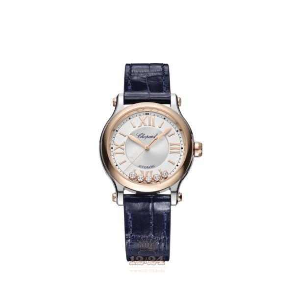 Chopard Happy Sport Watch 278608-6001 33 mm Stainless steel Pink gold Case Silver Dial