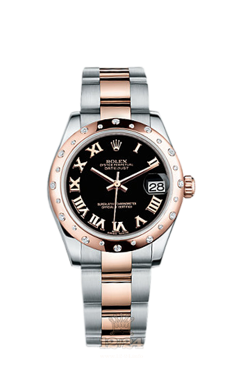 Rolex Lady-Datejust Watch 178341-0040 31 mm Steel / Pink gold Case Black Dial