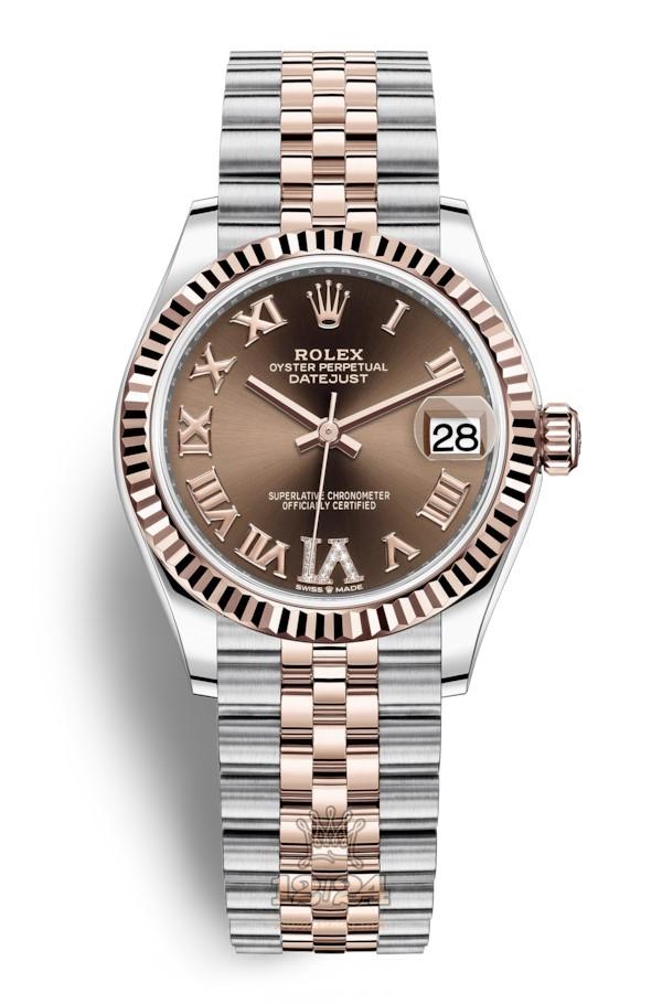 Rolex Datejust Watch 278271-0004 31 mm Stainless steel Pink gold Case Brown (chocolate) Dial