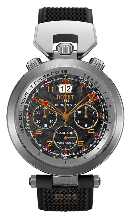 Bovet Sportster Watch SP0402-MA 46 mm Stainless steel Case Black Dial