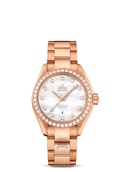 Omega Aqua Terra 150 M Watch 231.55.34.20.55.003 34 mm Pink gold Case White Dial