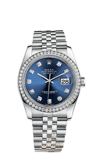 Rolex Datejust Watch 116244-0010 36 mm Steel / White gold Case Dark blue Dial