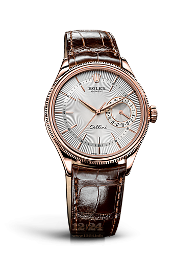 Rolex Cellini Date Watch 50515-0004 39 mm Pink gold Case Silver Dial