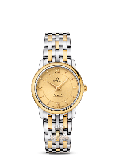 Omega Prestige Watch 424.20.27.60.08.001 27 mm Steel / Yellow gold Case Golden Dial
