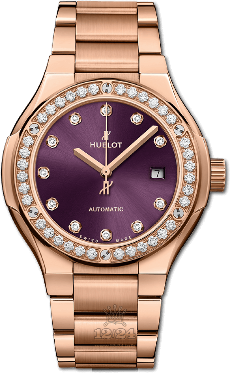 Hublot Classic Fusion Watch 585.OX.898V.OX.1204 33 mm Pink gold Case Purple Dial