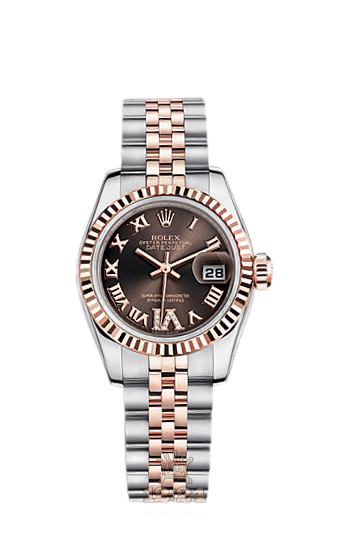 Rolex Lady-Datejust Watch 179171-0077 26 mm Steel / Pink gold Case Brown (chocolate) Dial